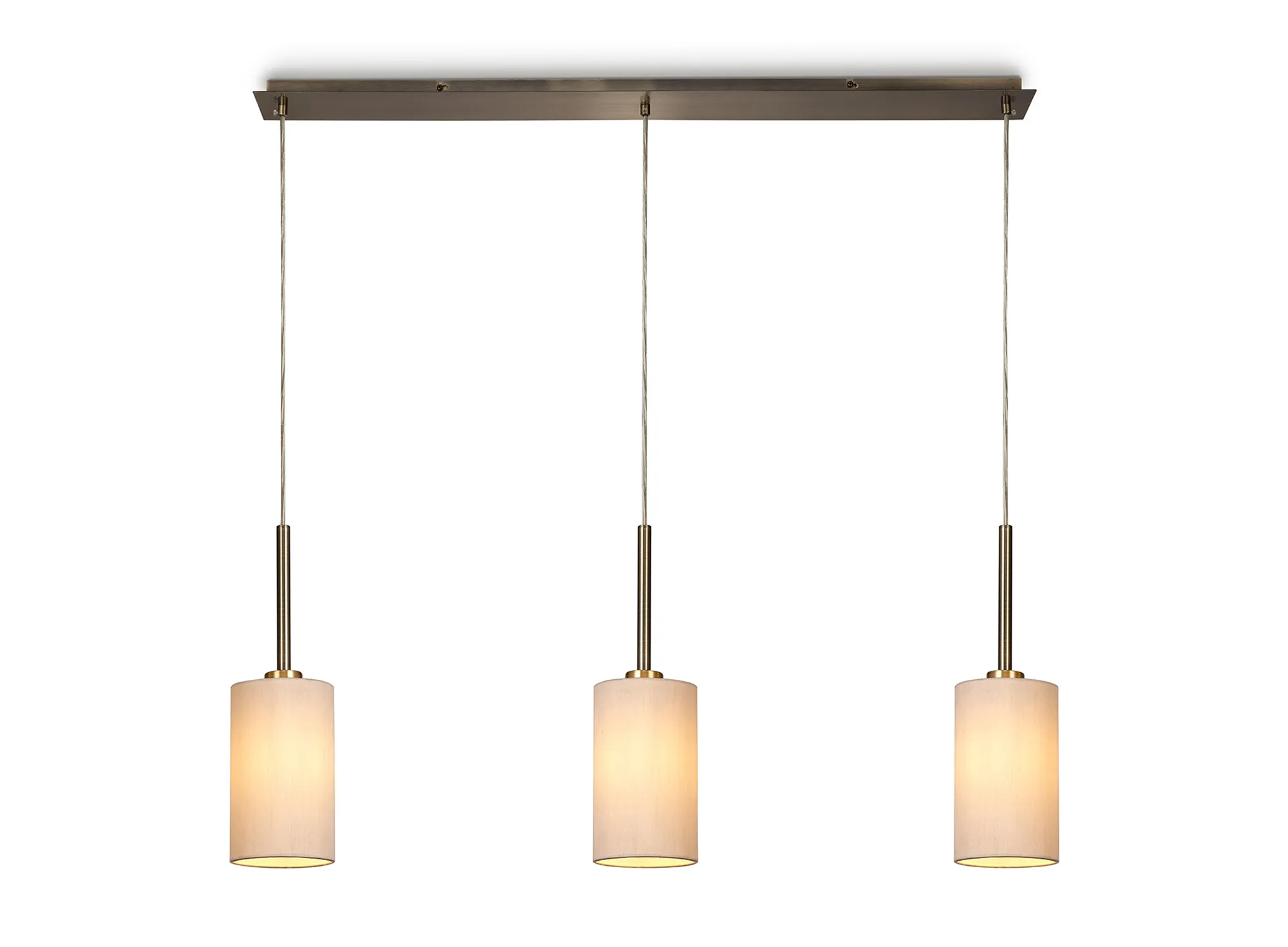 Baymont 12cm Shade 3 Light Pendant Antique Brass; Nude Beige/Moonlight